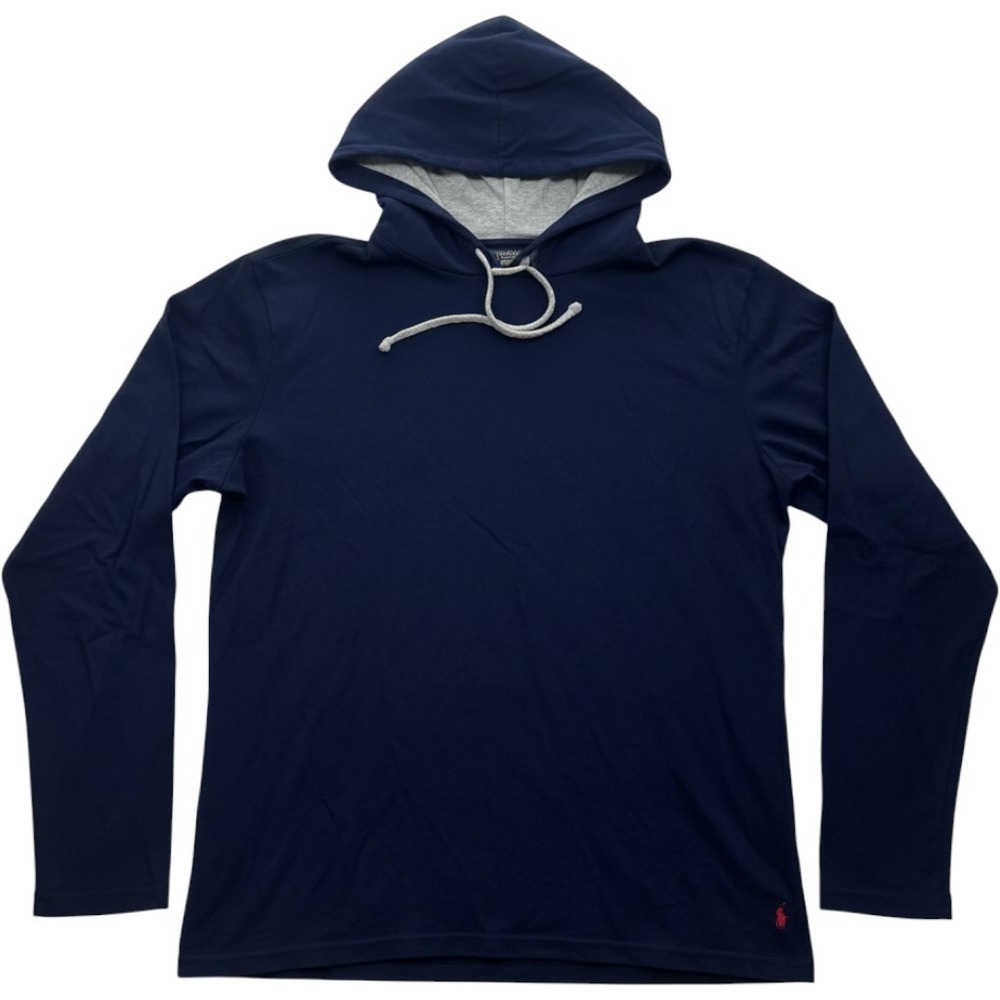 Polo Ralph Lauren Mens Navy Blue Cotton Modal Hooded Long Sleeve T-Shirt Large